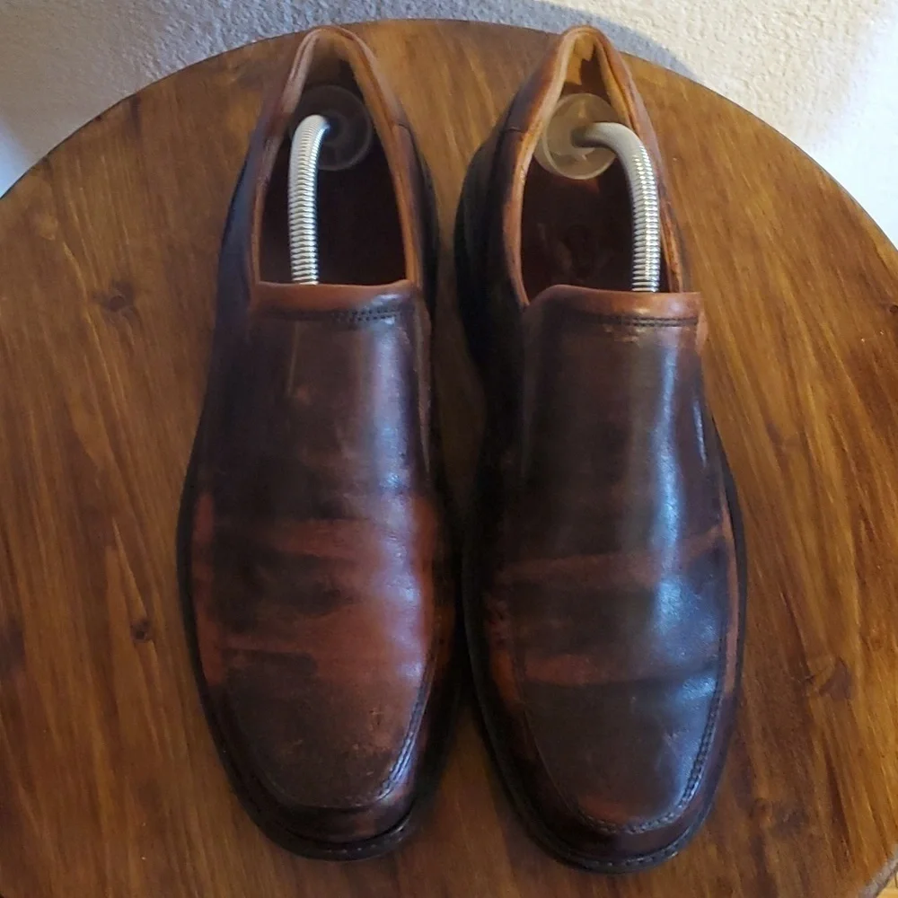 Ecco- Mens Distressed Leather Dress Shoes Slip on Neutral Comfy! Like New! Sz.10